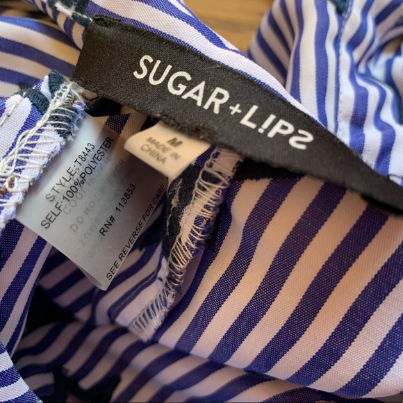 Striped Cut-Out Star Embroidery Long Sleeve Button up Shirt blue size M - Picture 15 of 15